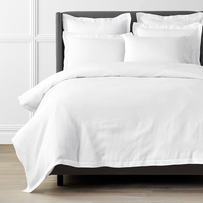 Premium Breathable Relaxed Linen Duvet Cover - White, Full