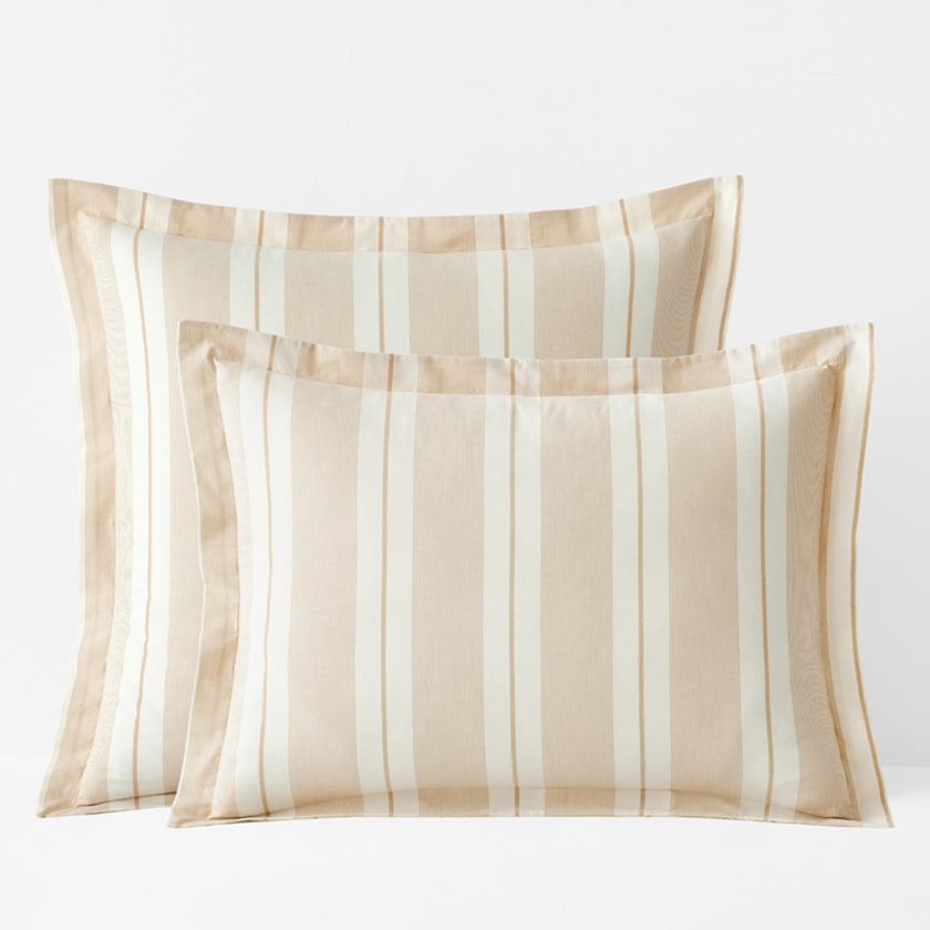 Wide Stripe Classic Cool Cotton Percale Sham  - Gold, Standard