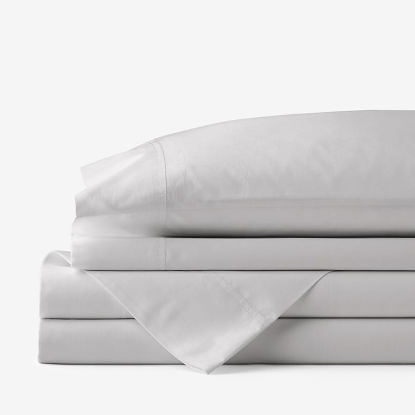Classic Cool Cotton Percale Bed Sheet Set  - Gray Smoke, Twin
