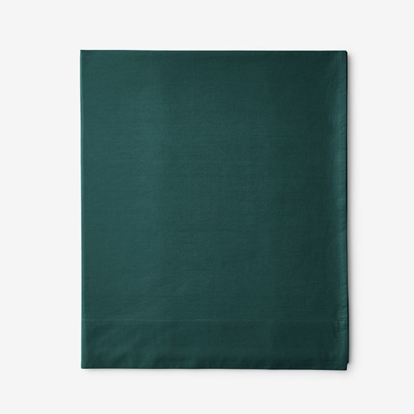 Classic Cool Cotton Percale Flat Bed Sheet  - Hunter Green, Twin