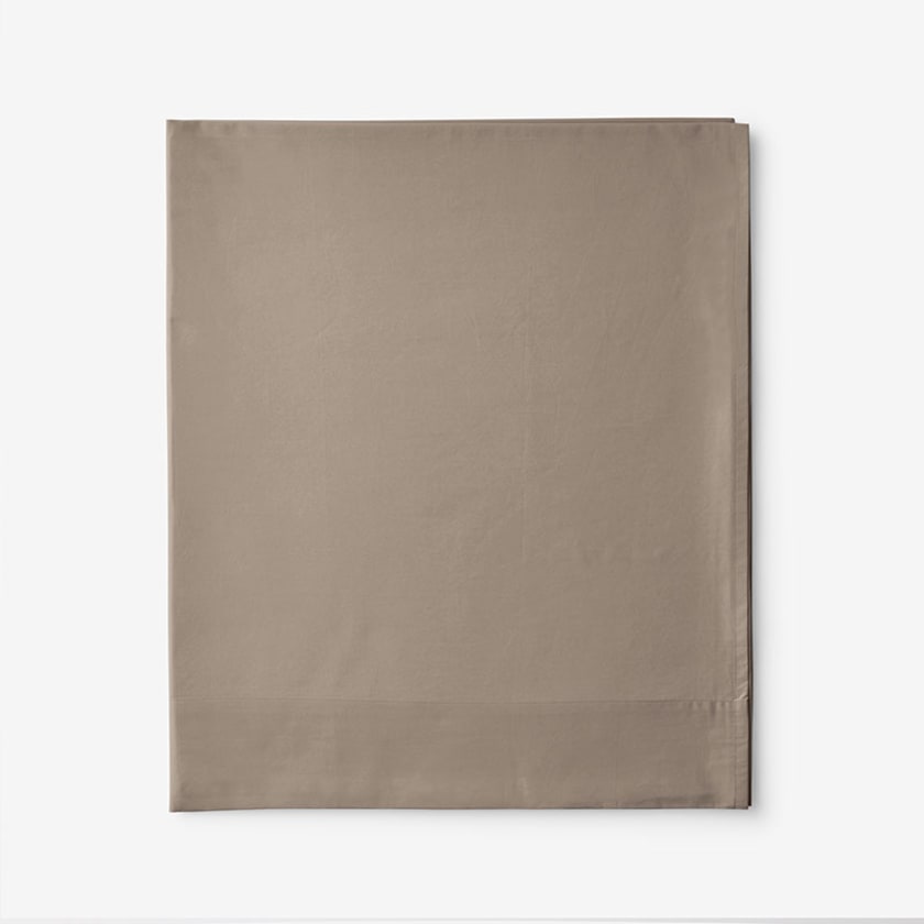 Classic Cool Cotton Percale Flat Bed Sheet  - Mocha, Twin