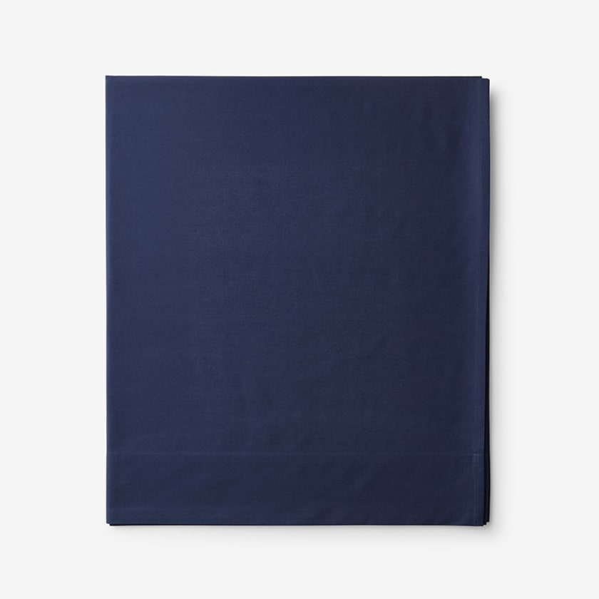 Classic Cool Cotton Percale Flat Bed Sheet  - Navy, Twin