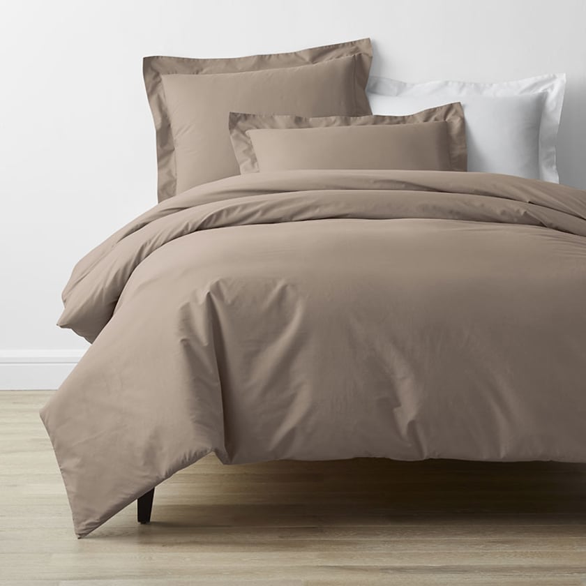 Classic Cool Cotton Percale Bed Duvet Cover  - Mocha, Twin