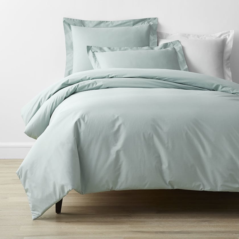Classic Cool Cotton Percale Bed Duvet Cover  - Sea Mist, Twin