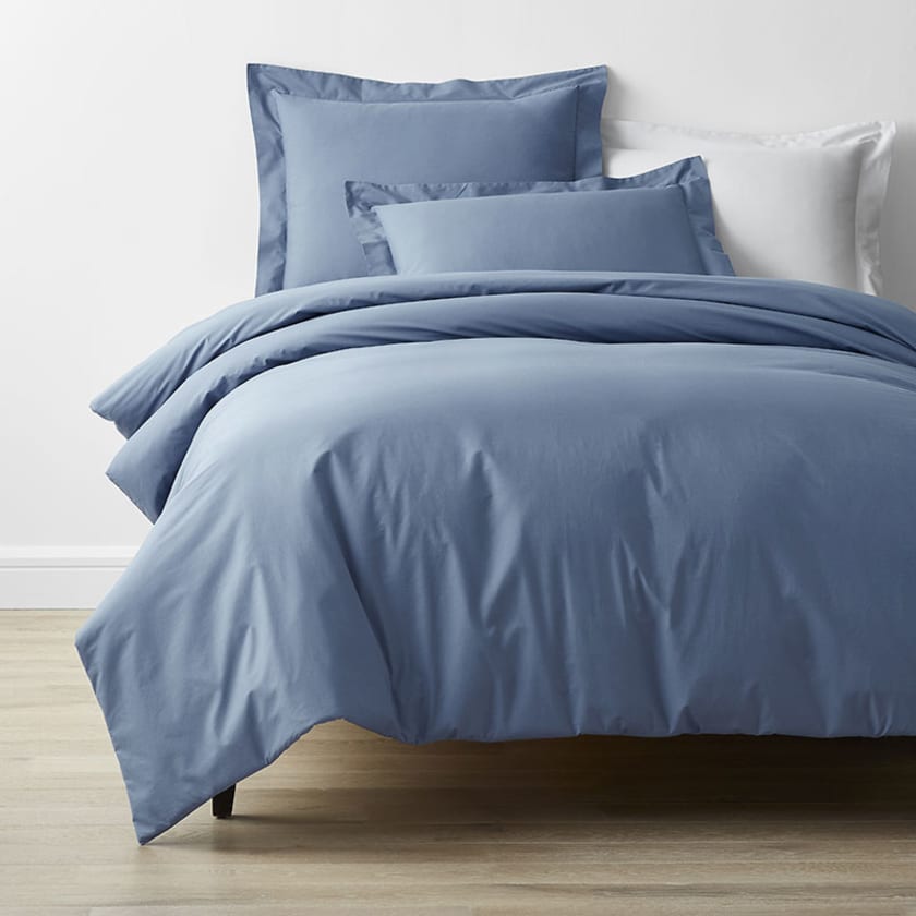 Classic Cool Cotton Percale Bed Duvet Cover  - Slate Blue, Twin