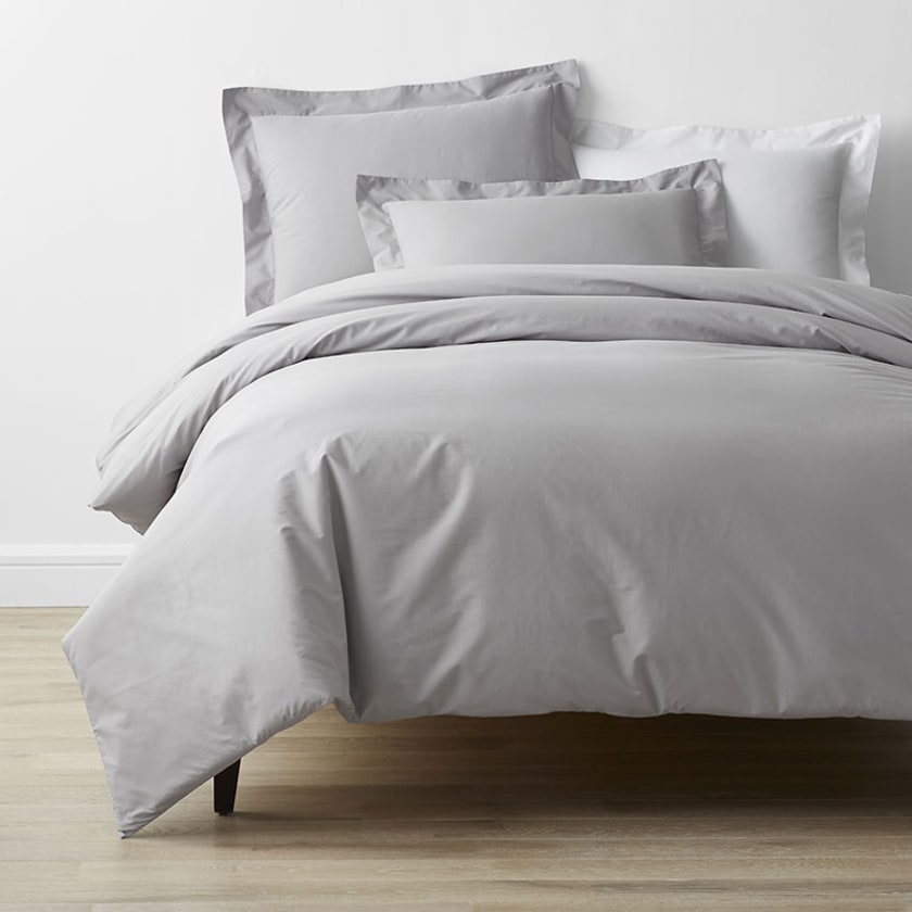 Classic Cool Cotton Percale Bed Duvet Cover  - Gray Smoke, Twin