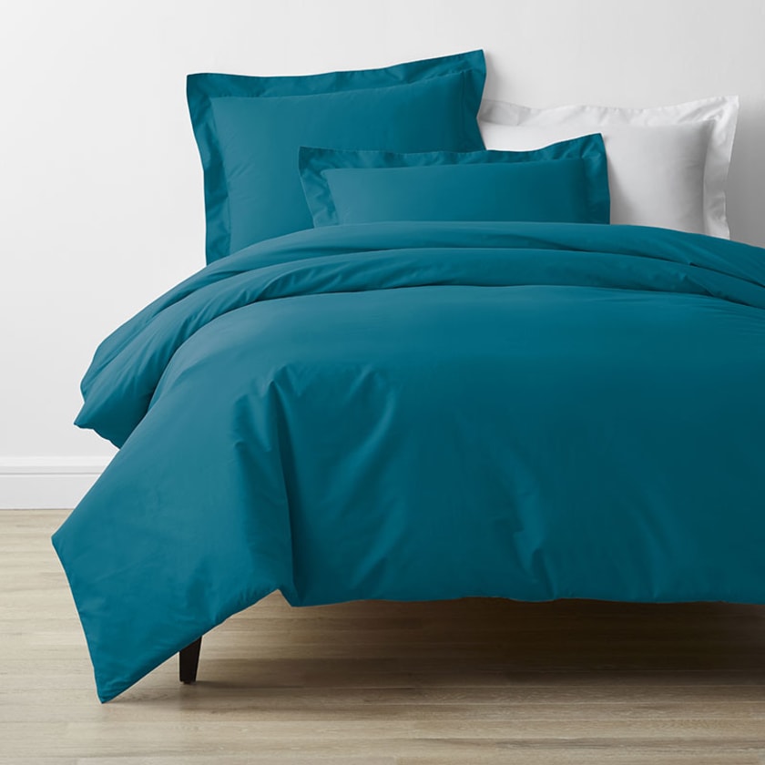 Classic Cool Cotton Percale Bed Duvet Cover  - Teal, Twin