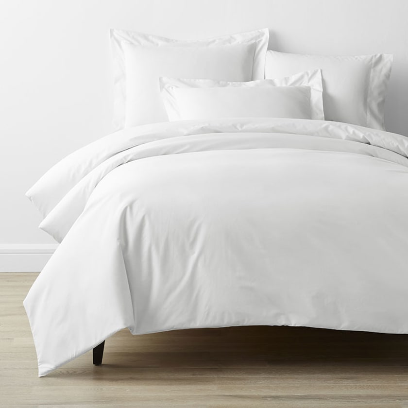 Classic Cool Cotton Percale Bed Duvet Cover  - White, Twin
