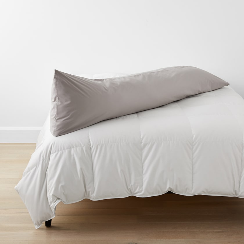 Classic Cool Cotton Percale Body Pillow Cover  - Gray Smoke, 20X72
