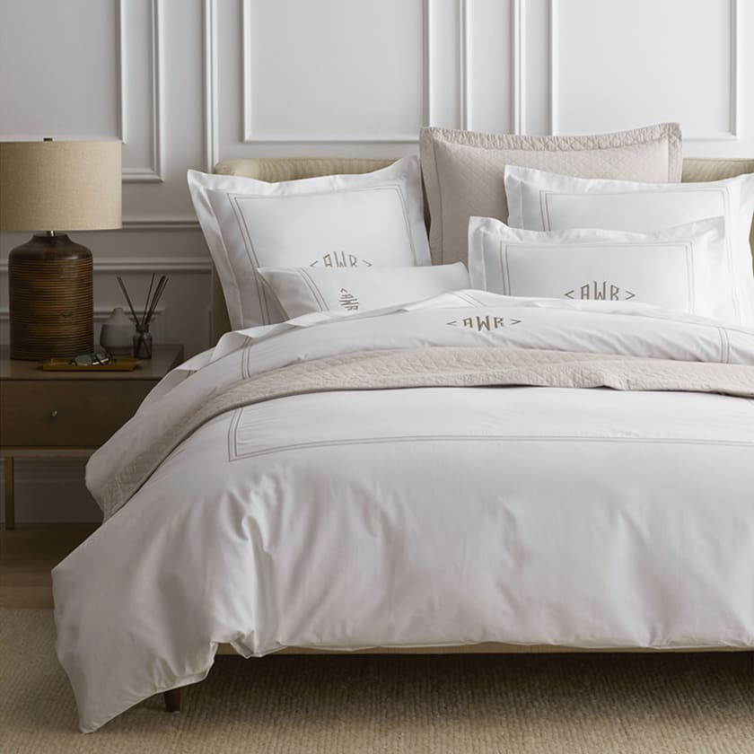 Dorset Stripe Luxe Smooth Egyptian Cotton Sateen Pillowcases - Taupe, Standard
