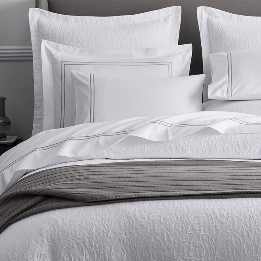 Dorset Stripe Luxe Smooth Egyptian Cotton Sateen Pillowcases - Gray, King