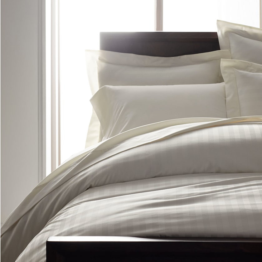 Dobby Stripe Classic Smooth Wrinkle-Free Sateen Pillowcases  - White, Standard