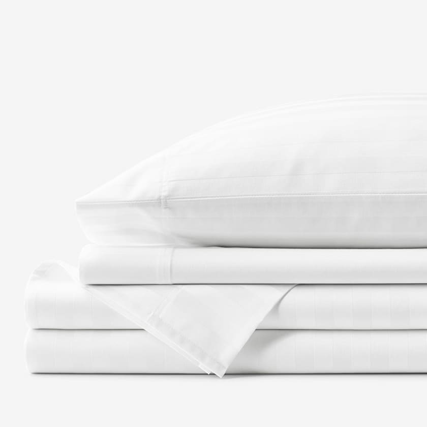 Dobby Stripe Classic Smooth Cotton Wrinkle-Free Sateen Bed Sheet Set