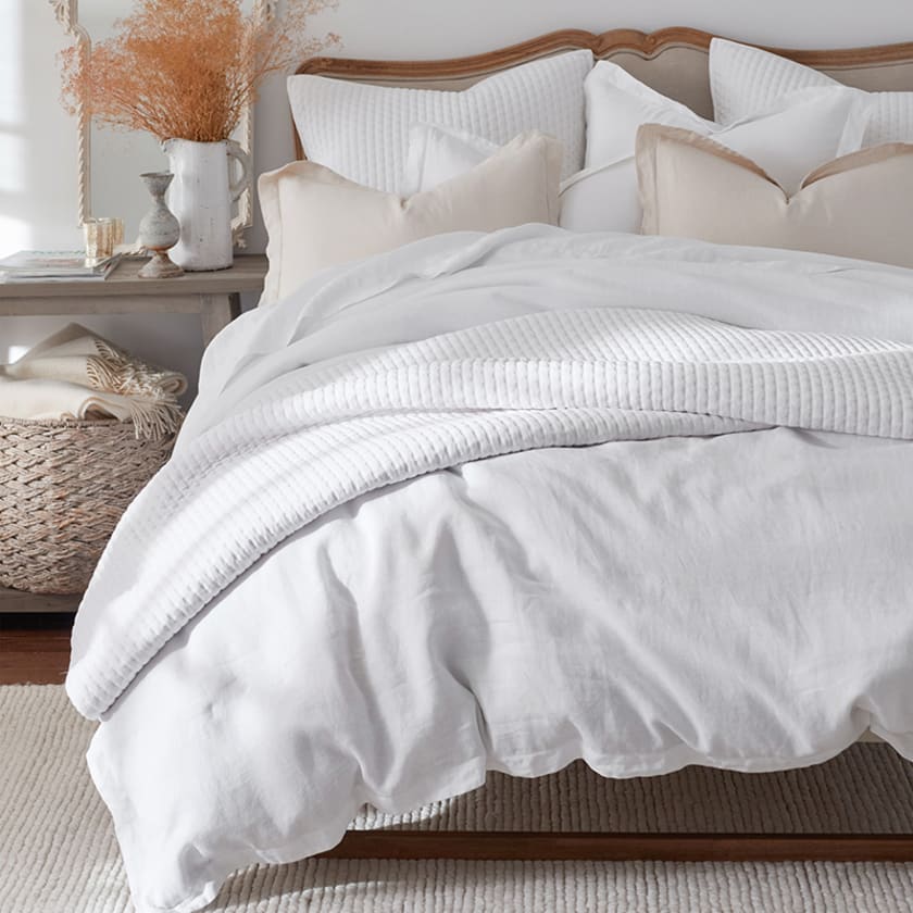 Premium Breathable Relaxed Linen Duvet Cover - White, Twin/Twin XL