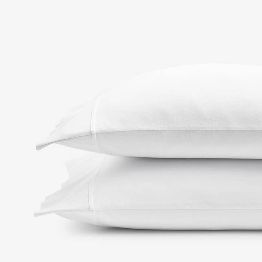 Classic Easy-Care Jersey Knit Pillowcases  - White, Standard