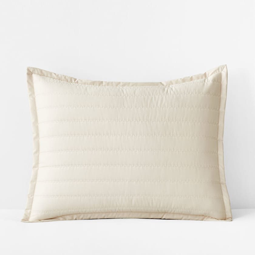 Premium Smooth Wrinkle-Free Sateen Quilted Sham - Ivory, Standard