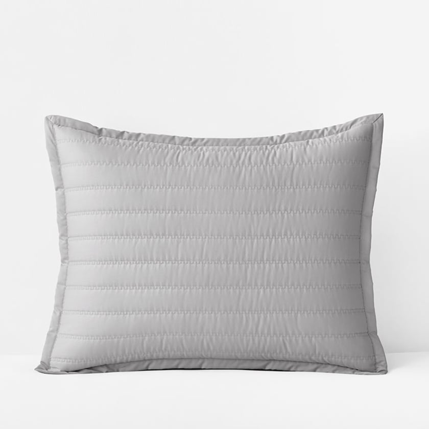 Premium Smooth Wrinkle-Free Sateen Quilted Sham - Light Gray, Standard