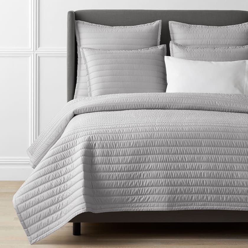 Premium Smooth Wrinkle-Free Sateen Quilted Coverlet - Light Gray, Twin/Twin XL