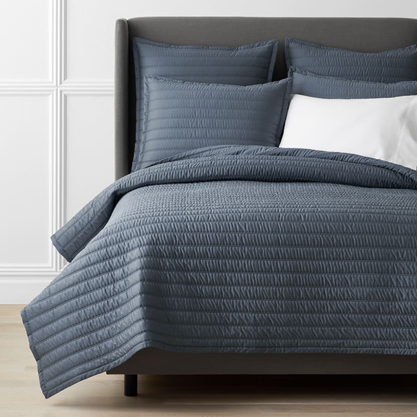 Premium Smooth Wrinkle-Free Sateen Quilted Coverlet - Steel Blue, Twin/Twin XL