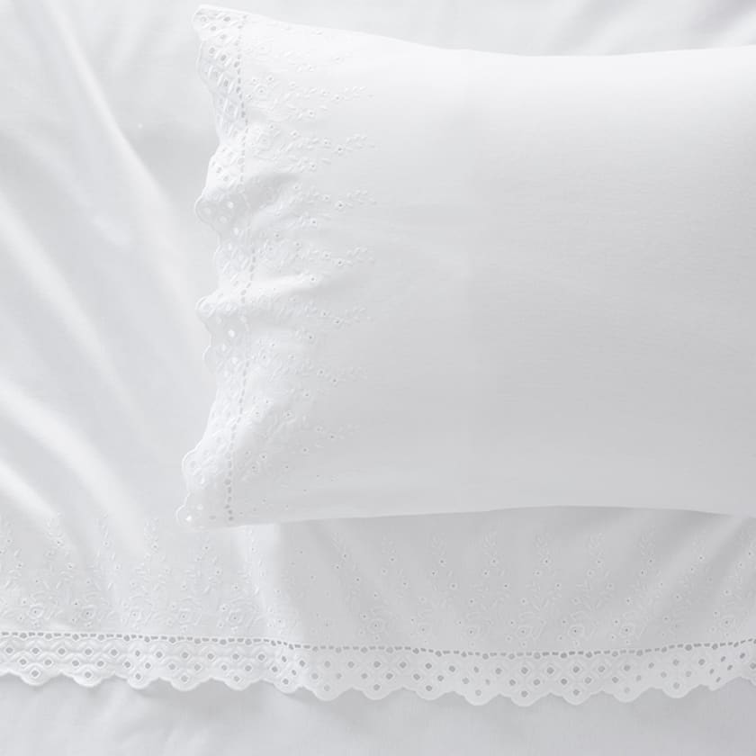 Lace Classic Ultra-Cozy Cotton Flannel Pillowcases - White, Standard