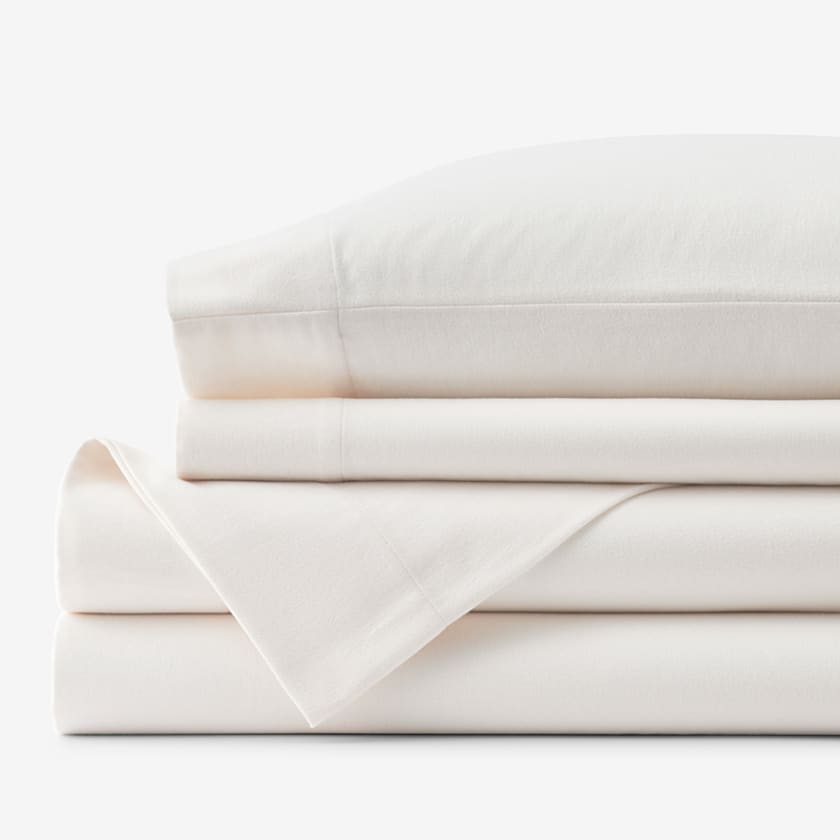 Premium Ultra-Cozy Cotton Flannel Bed Sheet Set - Cream, Queen