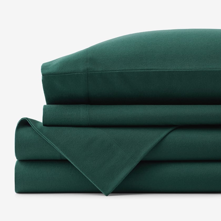 Premium Ultra-Cozy Cotton Flannel Bed Sheet Set - Hunter Green, Queen