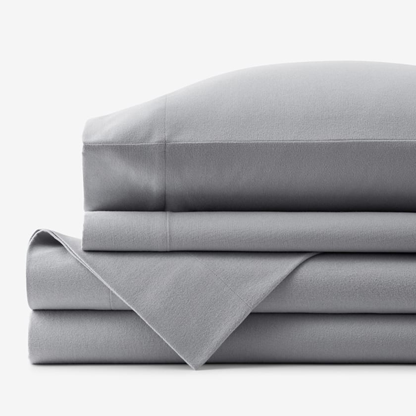 Premium Ultra-Cozy Cotton Flannel Bed Sheet Set - Pearl Gray, King