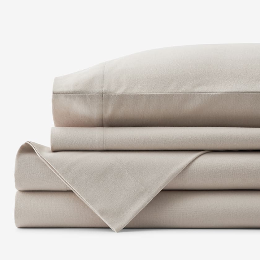 Premium Ultra-Cozy Cotton Flannel Bed Sheet Set - Tan, Queen