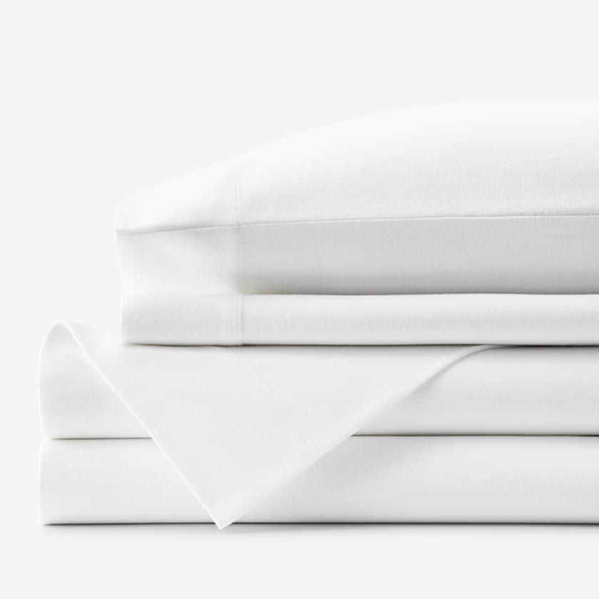 Premium Ultra-Cozy Cotton Flannel Bed Sheet Set - White, Queen