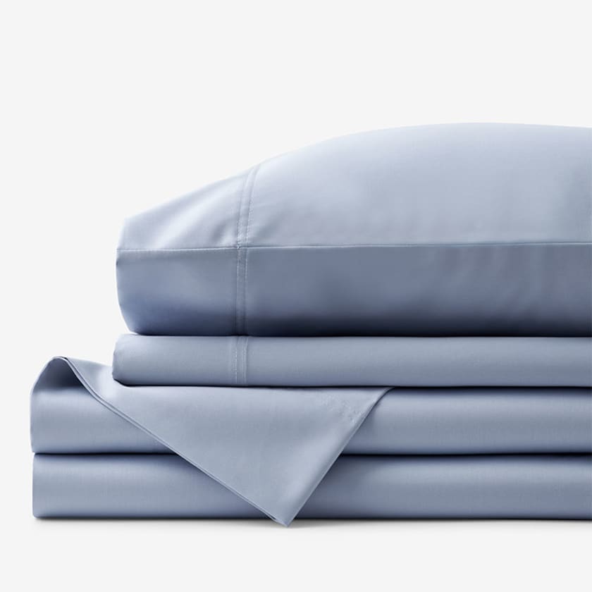 Premium Smooth Supima® Cotton Wrinkle-Free Sateen Bed Sheet Set - Blue Shadow, Twin