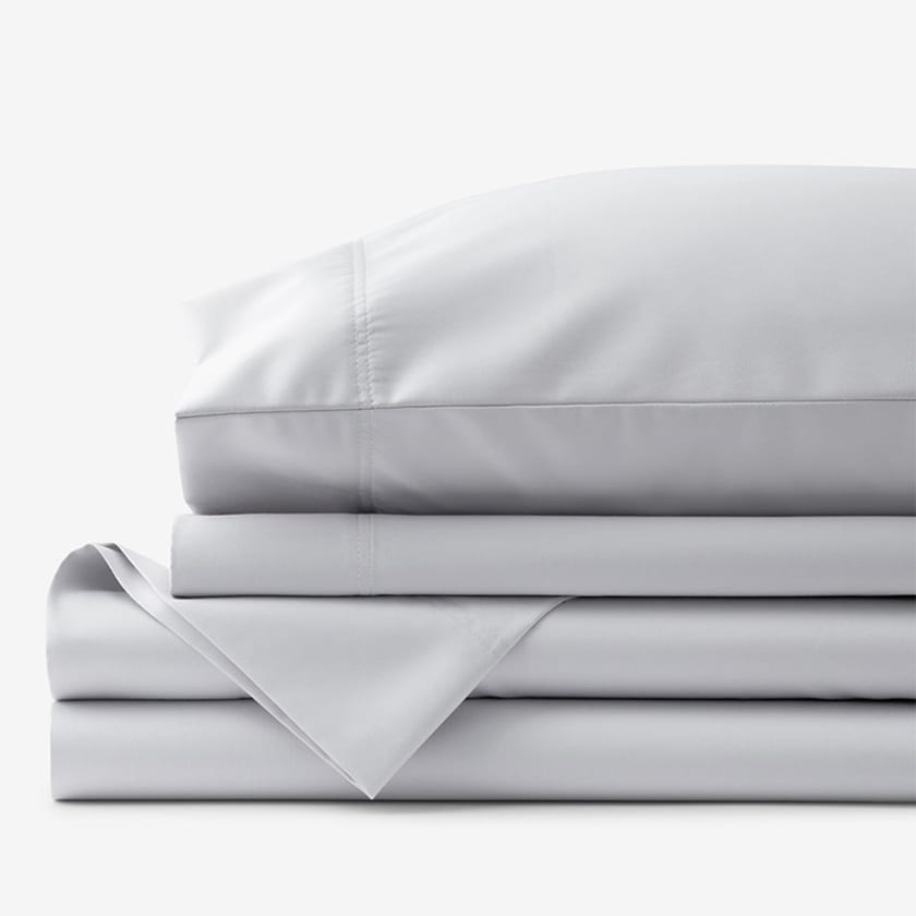Premium Smooth Supima® Cotton Wrinkle-Free Sateen Bed Sheet Set - Light Gray, Twin
