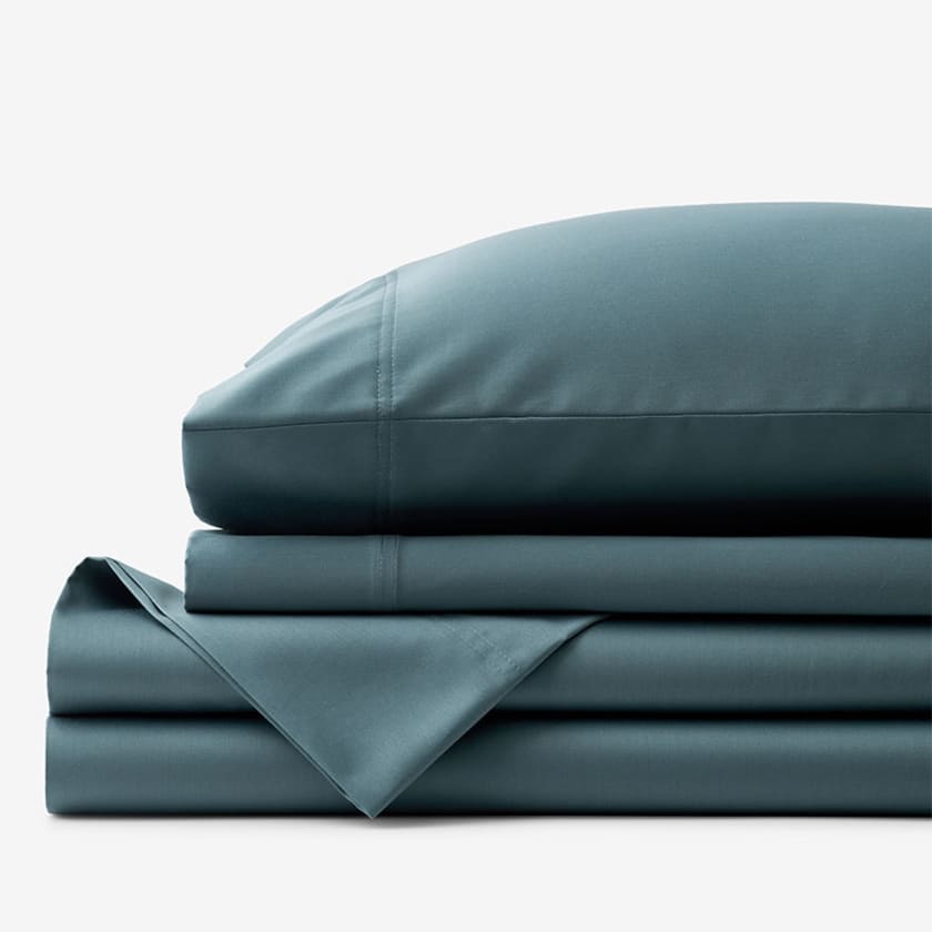 Premium Smooth Supima® Cotton Wrinkle-Free Sateen Bed Sheet Set - Ocean Blue, Twin