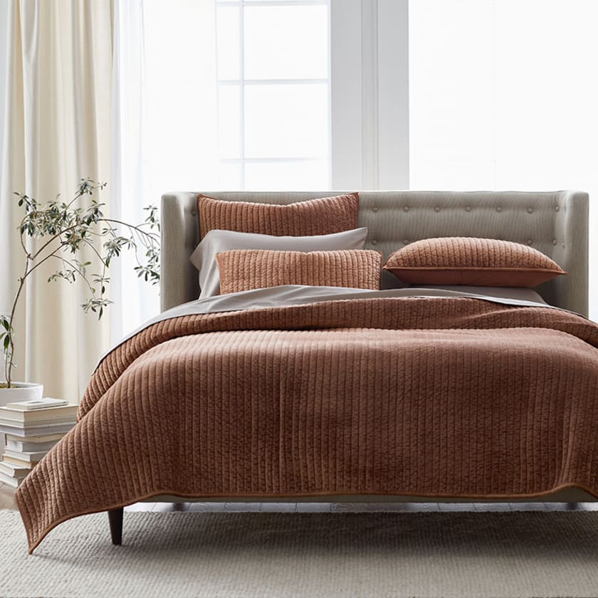 Harmony Luxe Ultra-Cozy Velvet Quilted Sham - Bronze, Standard
