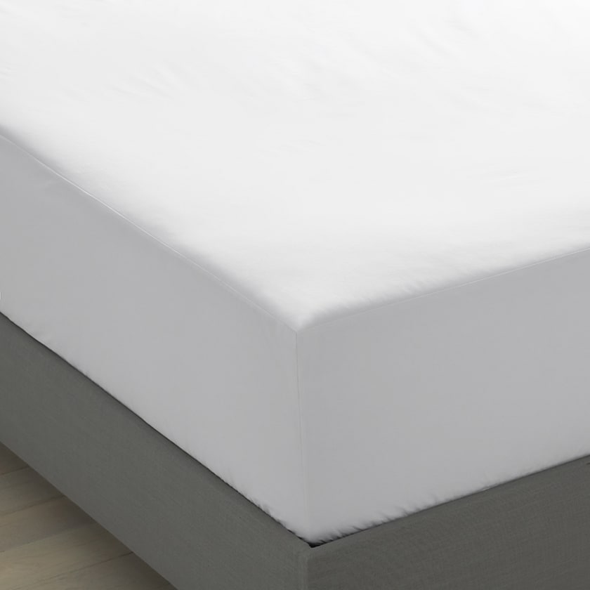 Classic Cool Cotton Percale Waterproof Fitted Bed Sheet  - White, Twin