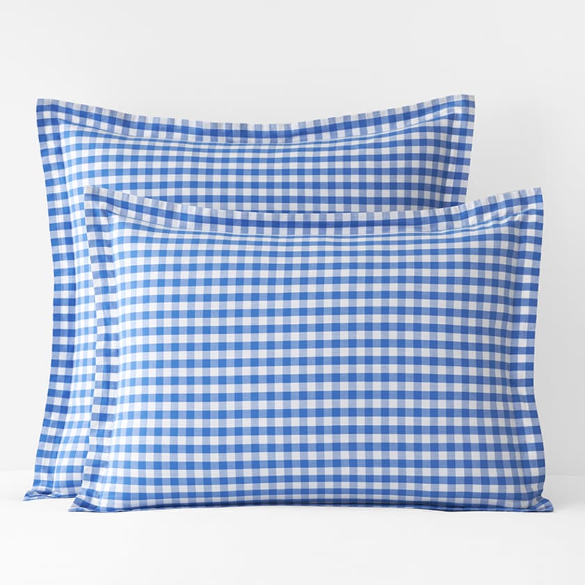 Gingham Classic Cool Cotton Percale Sham  - Blue, Standard