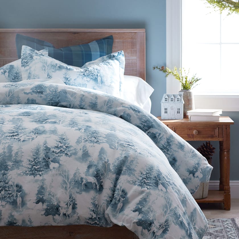 First Snow Classic Ultra-Cozy Cotton Flannel Pillowcases - Blue, Standard