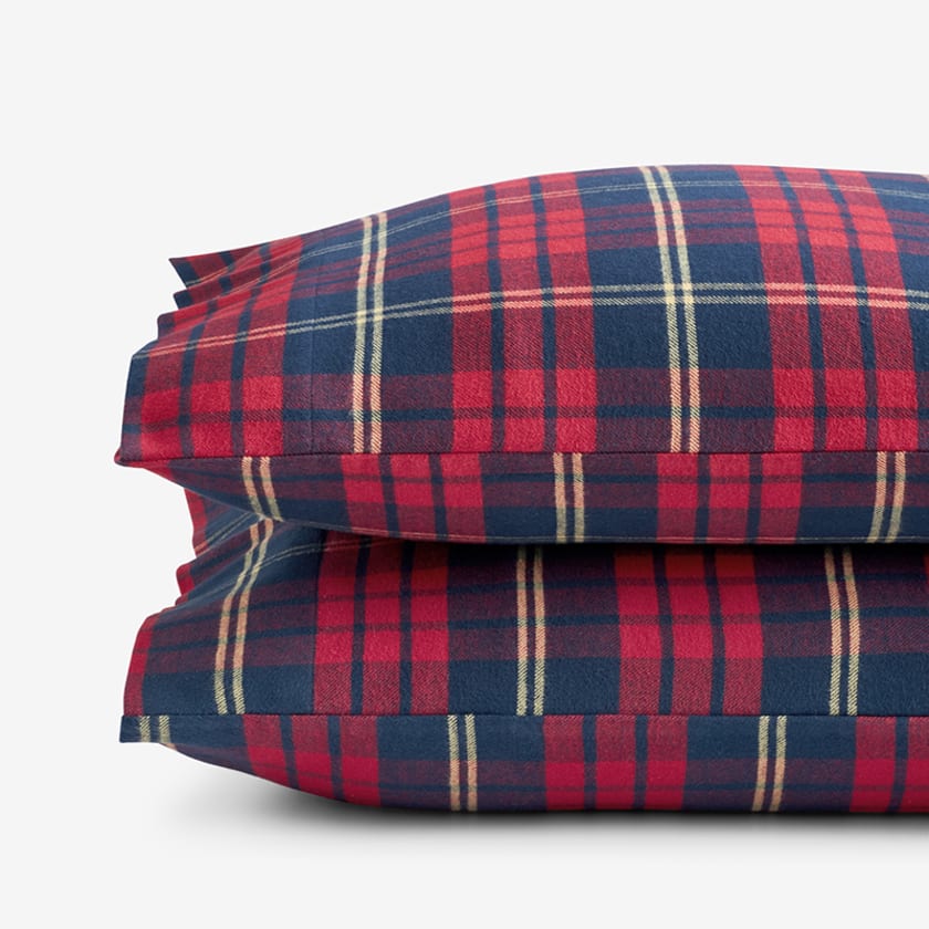 Jared Plaid Classic Ultra-Cozy Cotton Flannel Pillowcases - Red Multi, Standard