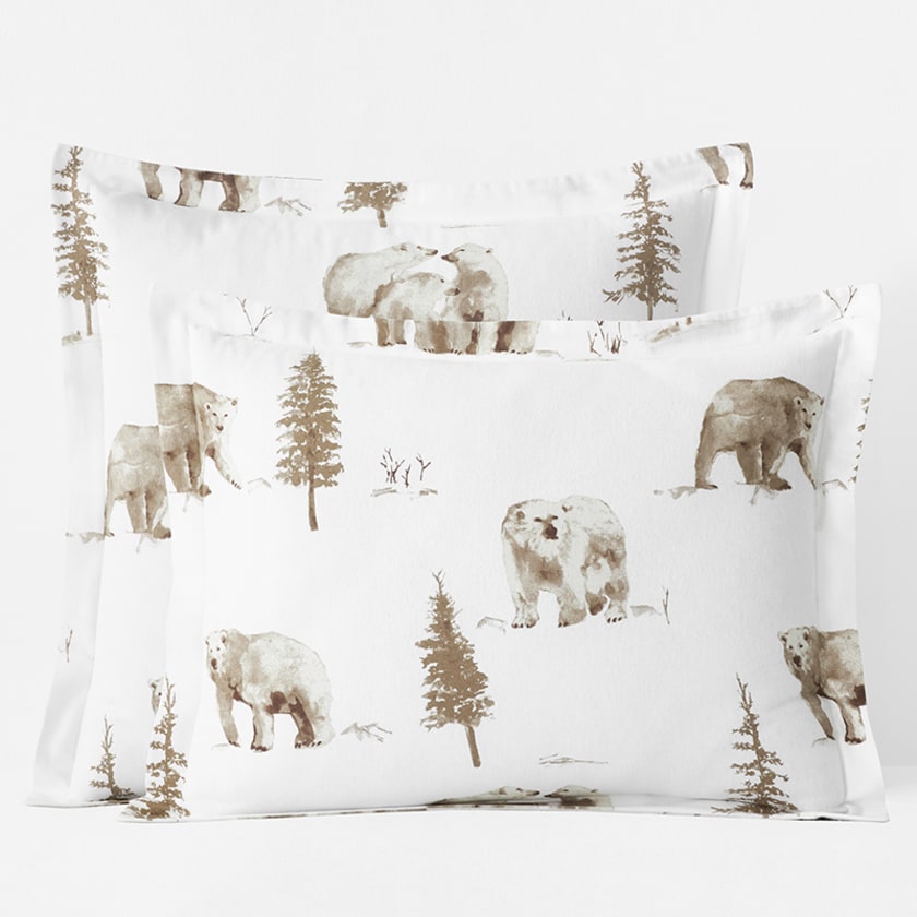 Bear Tracks Classic Ultra-Cozy Cotton Flannel Sham - Gray, King