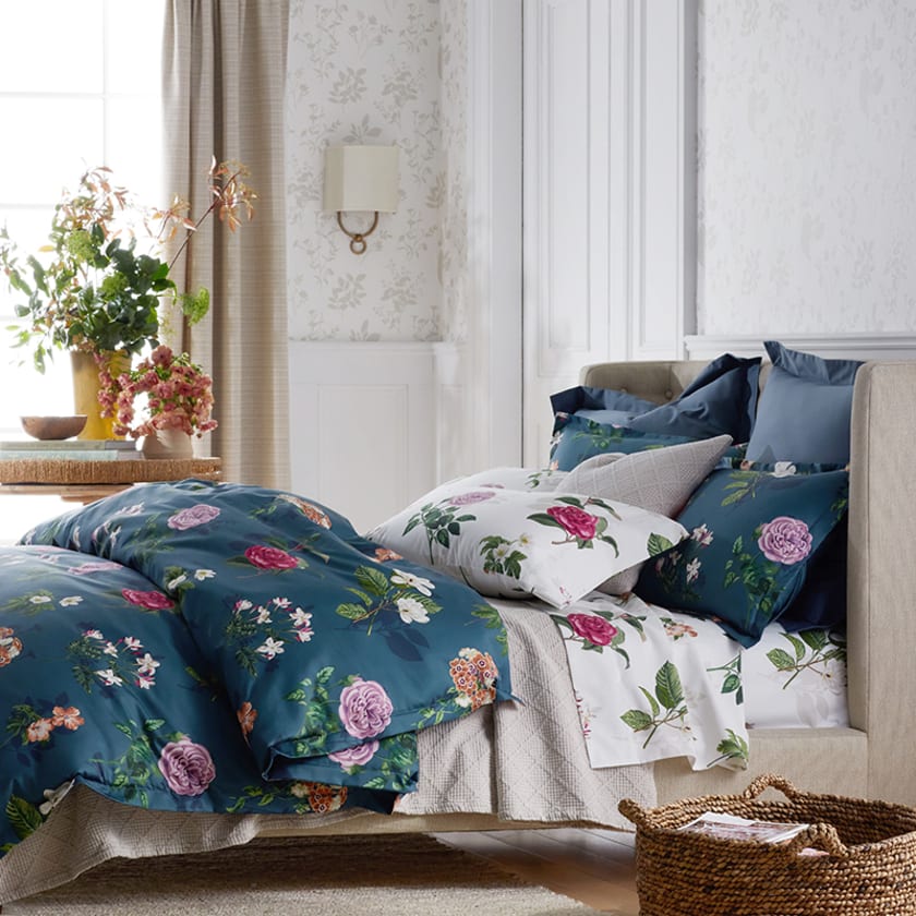 Cameilla Floral Premium Smooth Premium Smooth Wrinkle-Free Sateen Duvet Cover - Blue, Twin/Twin XL