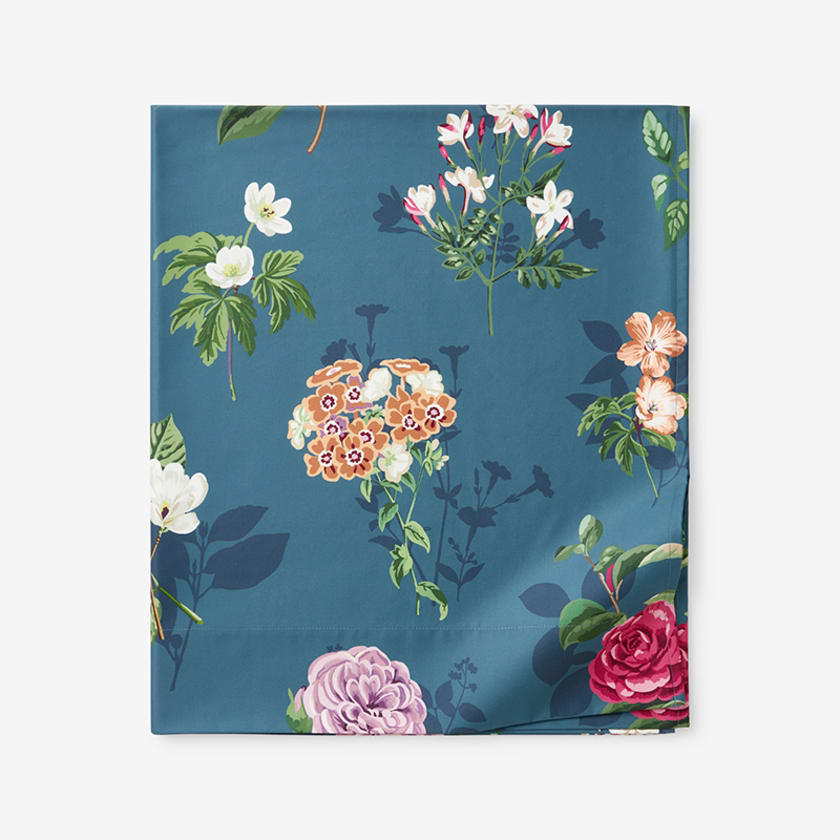 Cameilla Floral Premium Smooth Premium Smooth Wrinkle-Free Sateen Flat Sheet - Blue, Twin/Twin XL