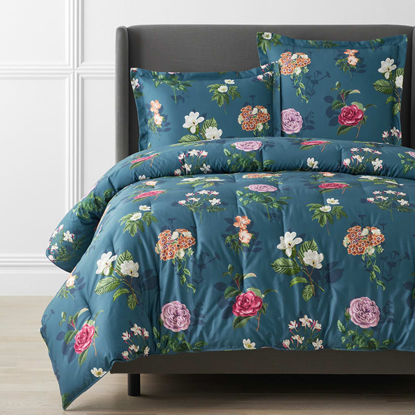 Cameilla Floral Premium Smooth Wrinkle-Free Sateen Comforter - Blue, Twin/Twin XL