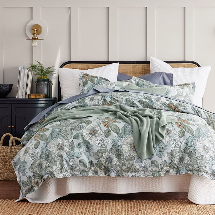 Mona Floral Premium Smooth Wrinkle-Free Sateen Pillowcases - Gray, Standard