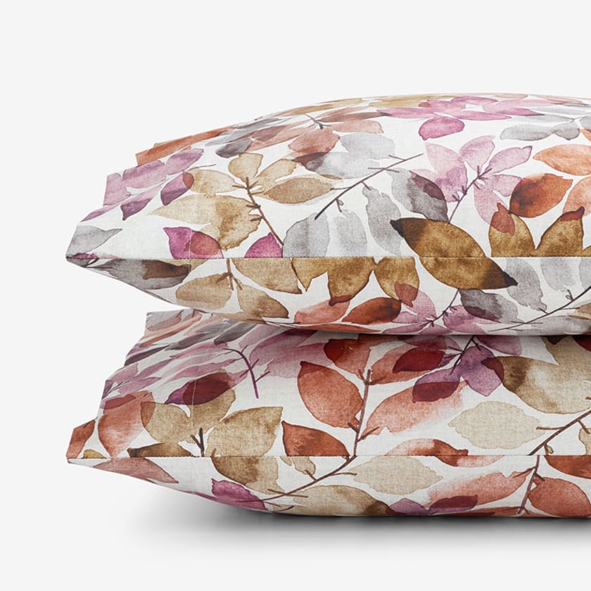 Sunset Leaf Premium Smooth Wrinkle-Free Sateen Pillowcases