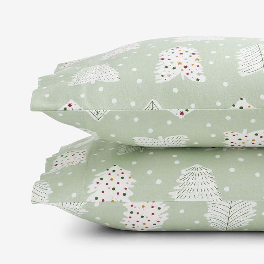 Snow Trees Classic Ultra-Cozy Cotton Flannel Pillowcases