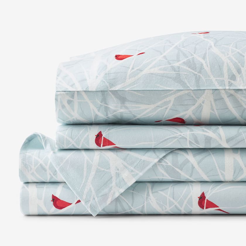 Winter Cardinal Premium Ultra-Cozy Cotton Flannel Bed Sheet Set