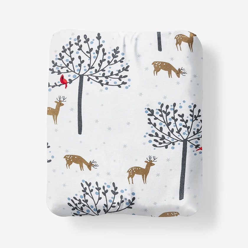 Grazing Deer Premium Ultra-Cozy Cotton Flannel Fitted Bed Sheet