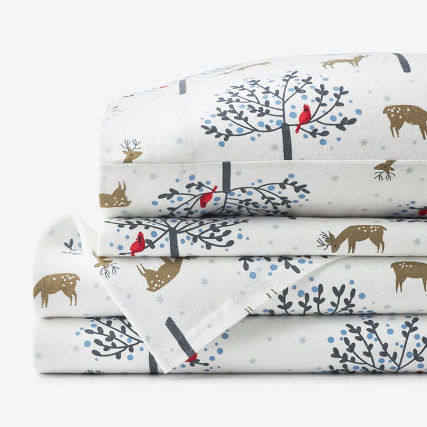 Grazing Deer Premium Ultra-Cozy Cotton Flannel Bed Sheet Set