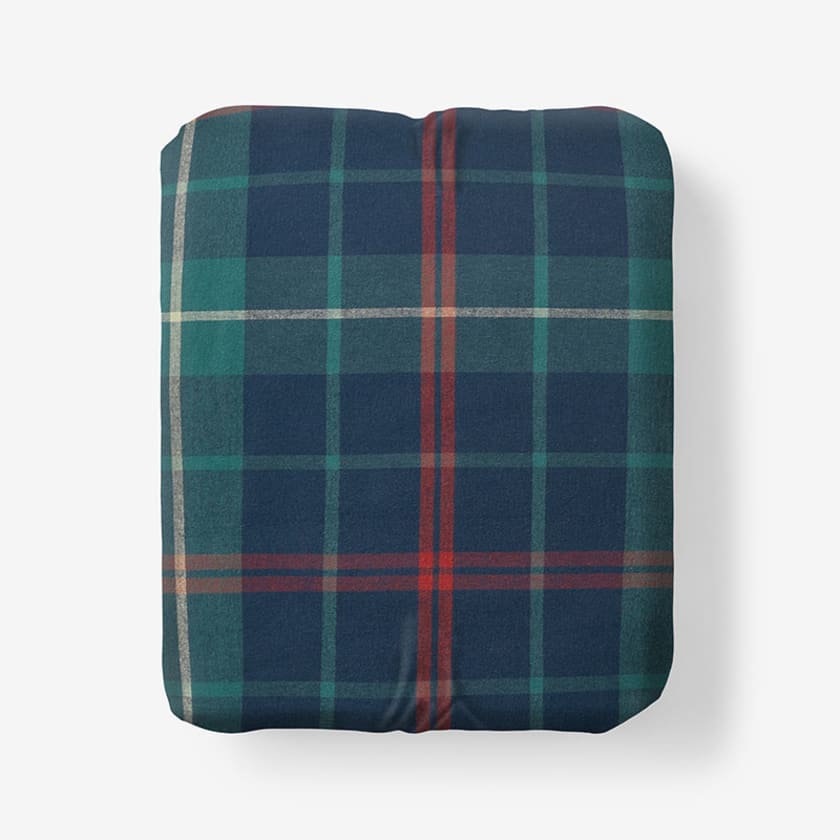 Red Green Plaid Premium Ultra-Cozy Cotton Flannel Fitted Bed Sheet