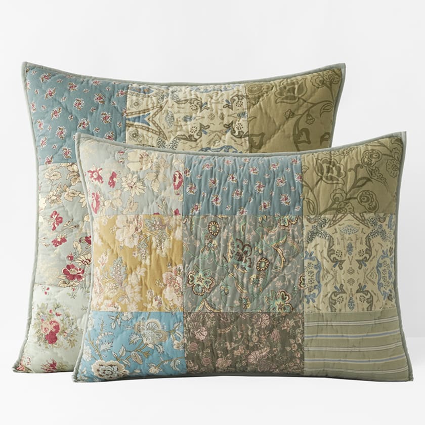 Winter Floral Patchwork Quilted Sham  - Multi
