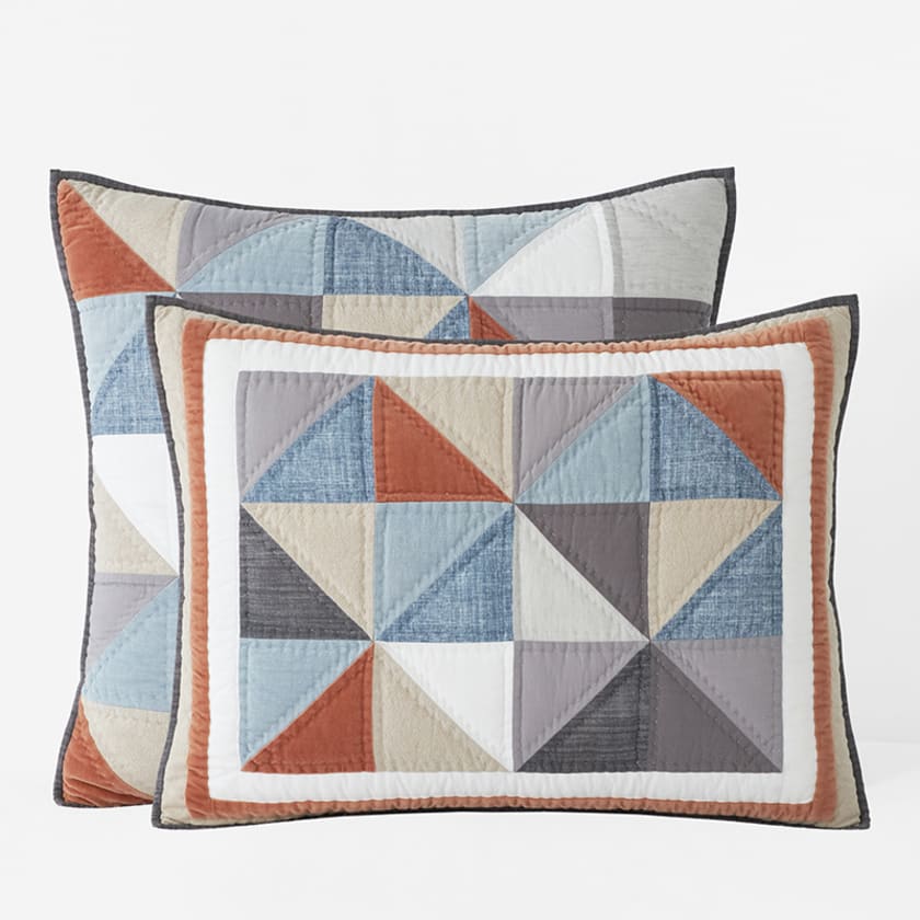 Geometric Pieced Patchwork Quilted Sham